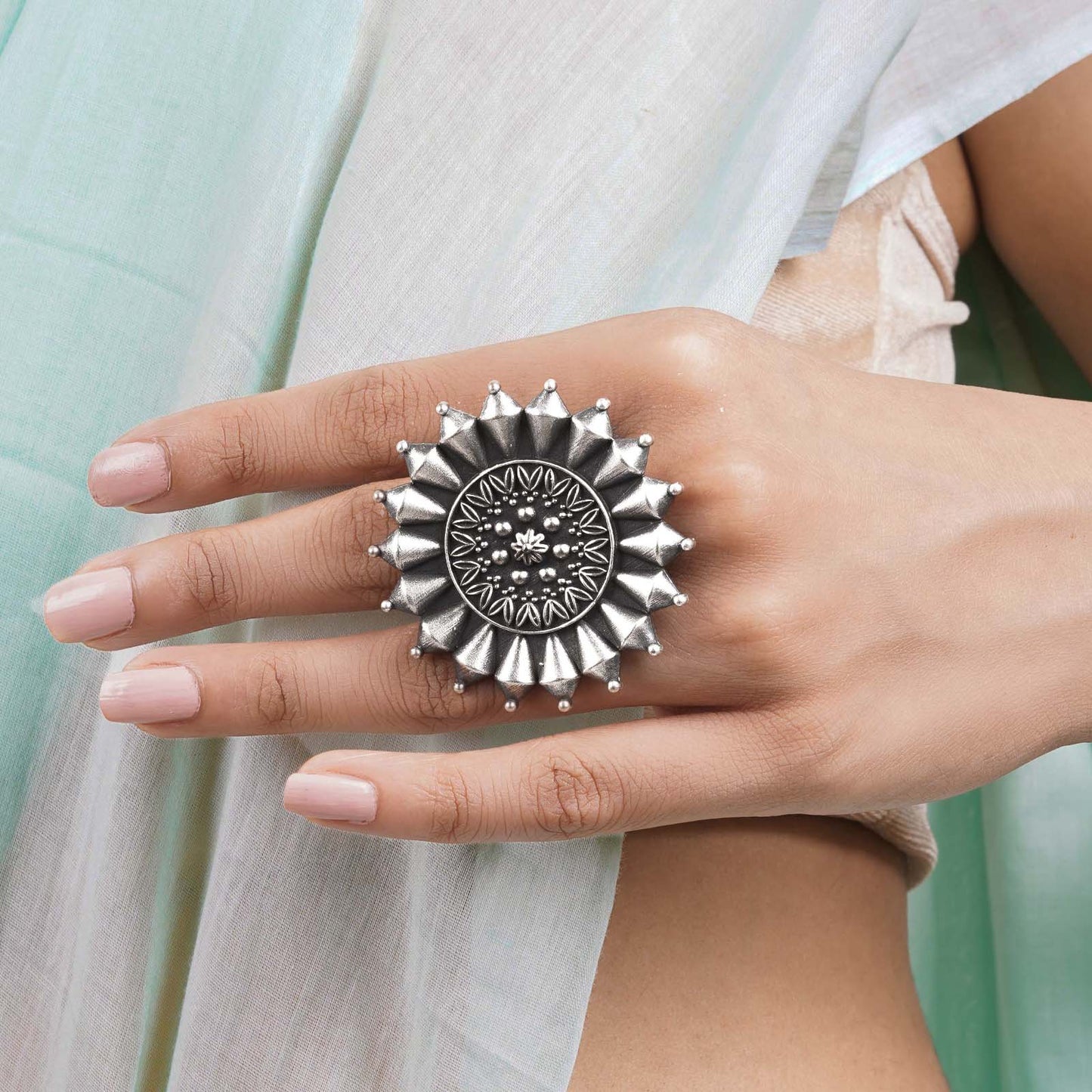 Teejh Amodini Silver Oxidised Ring