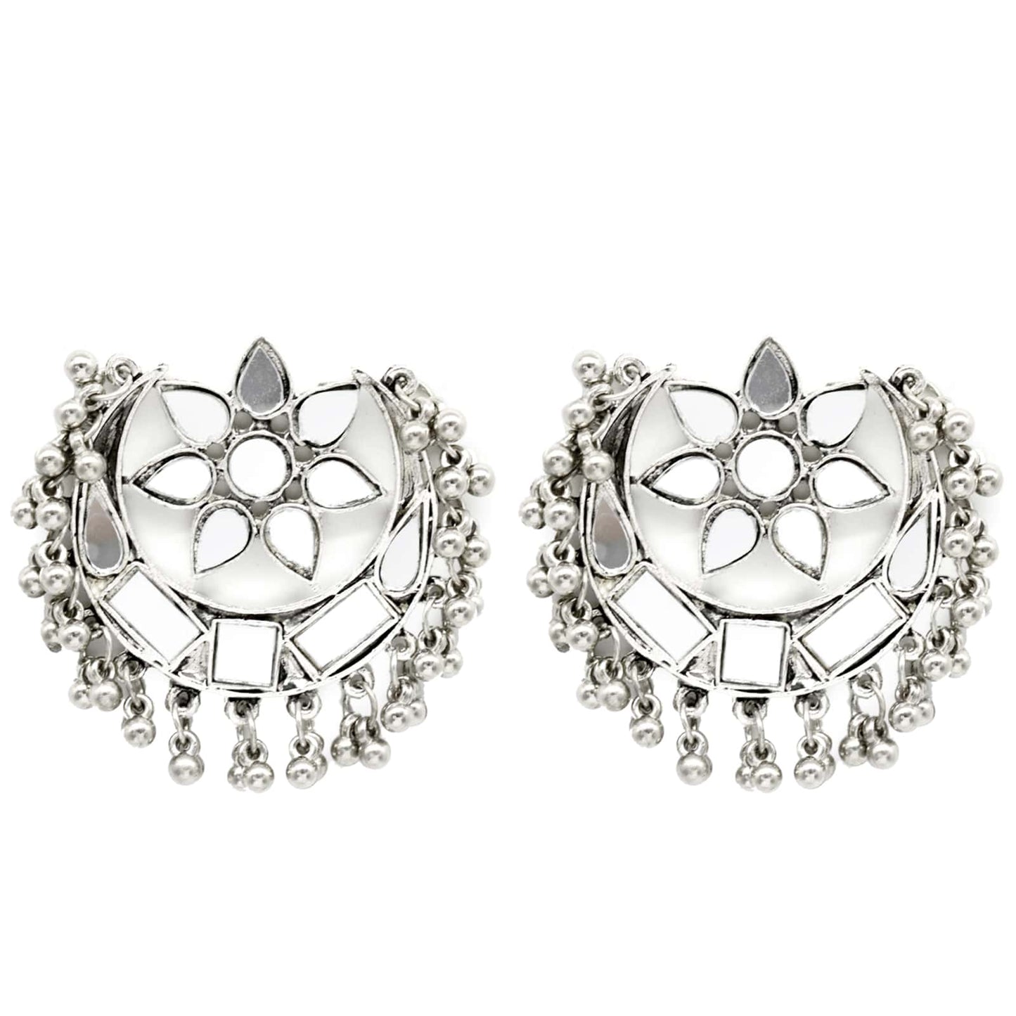 Akashi Silver Oxidized Mirror Earrings - Teejh