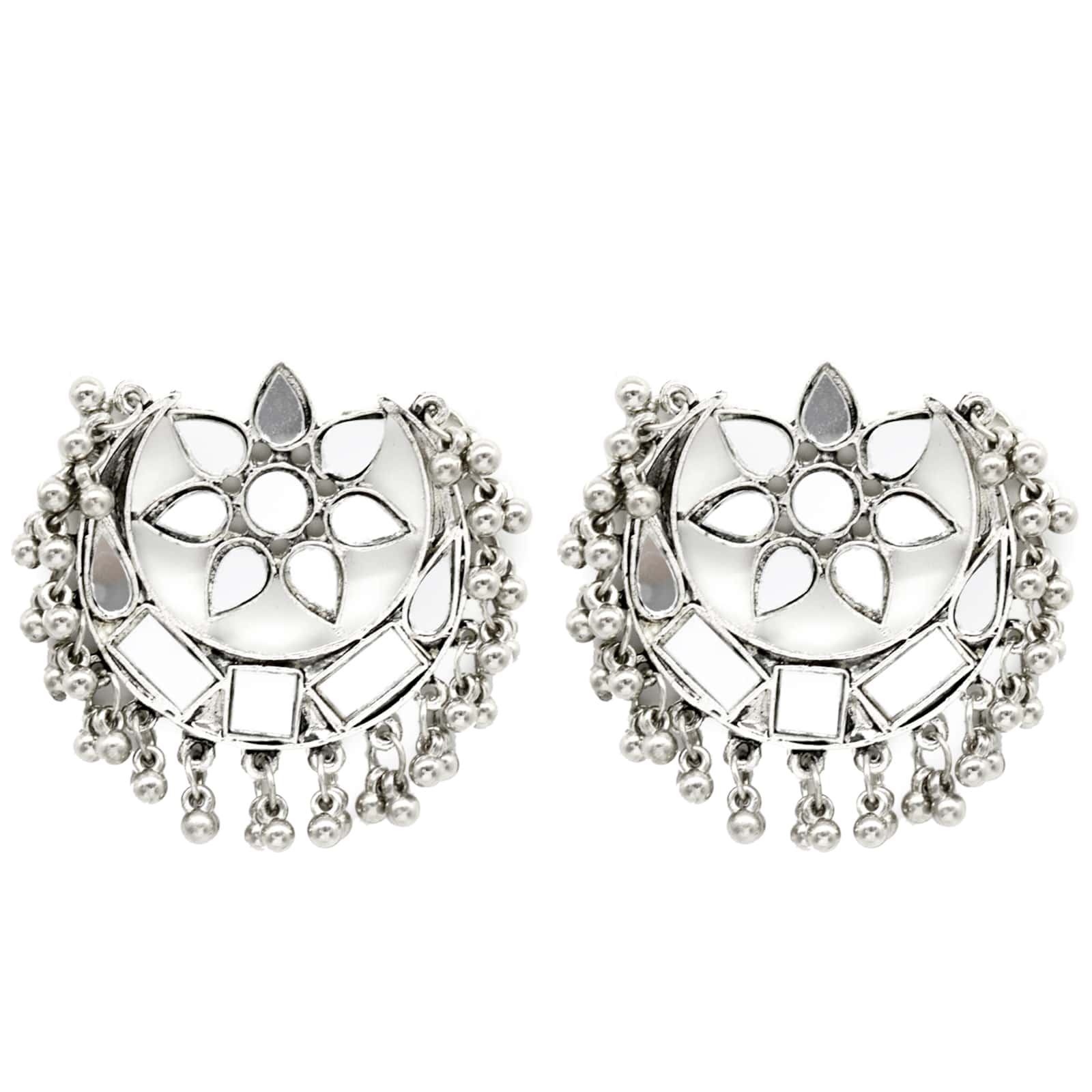 Akashi Silver Oxidized Mirror Earrings - Teejh