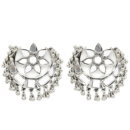 Akashi Silver Oxidized Mirror Earrings - Teejh