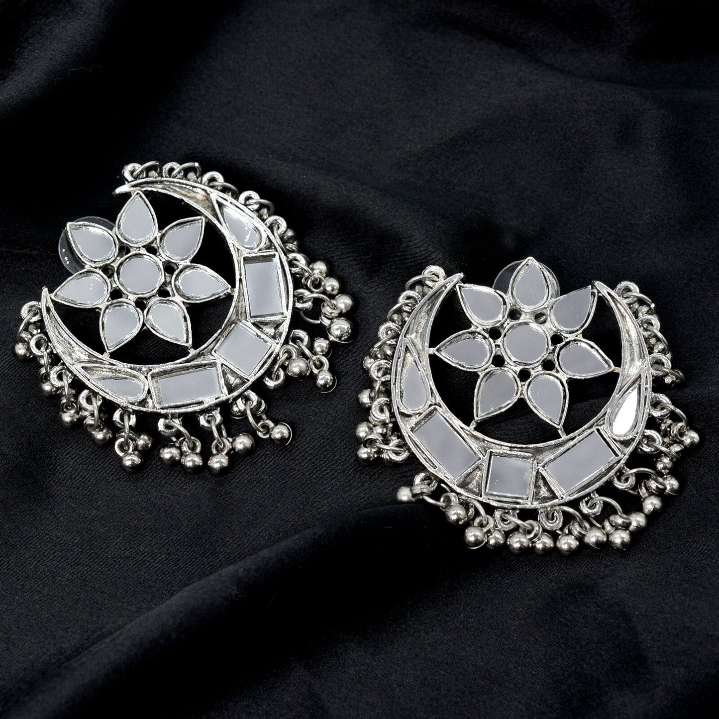 Akashi Silver Oxidized Mirror Earrings - Teejh