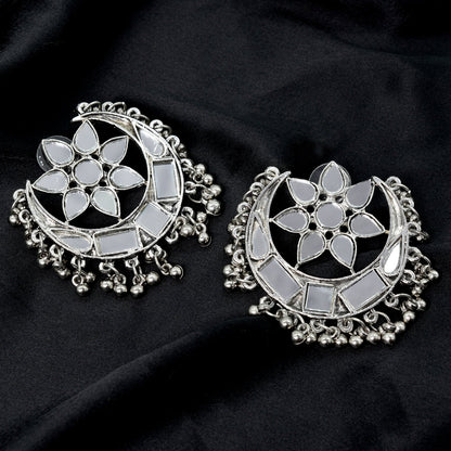 Akashi Silver Oxidized Mirror Earrings - Teejh