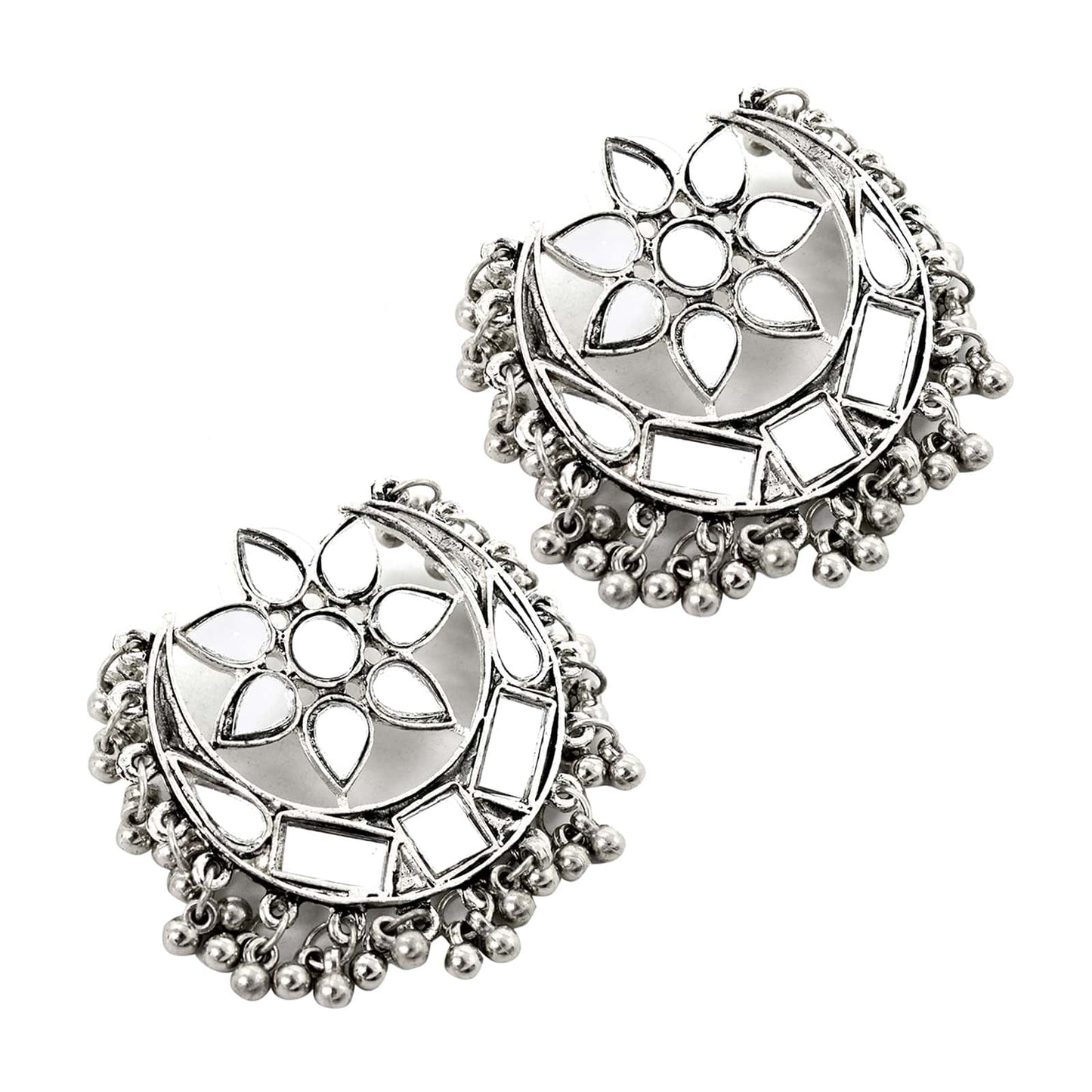 Akashi Silver Oxidized Mirror Earrings - Teejh