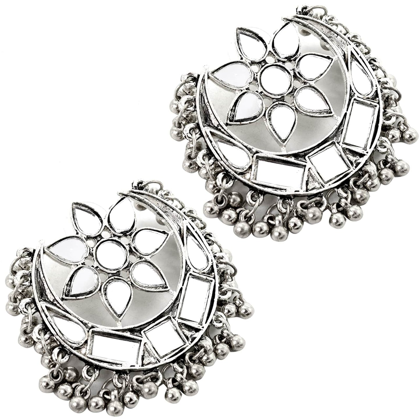 Akashi Silver Oxidized Mirror Earrings - Teejh