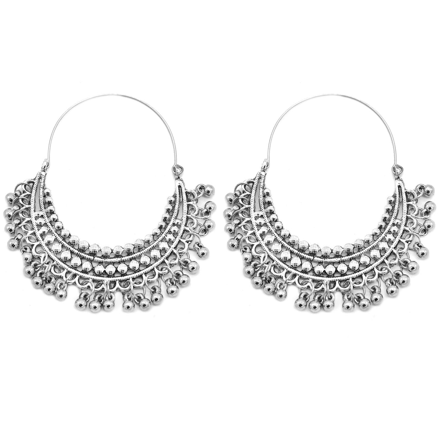Aamod Silver Oxidized Earrings - Teejh