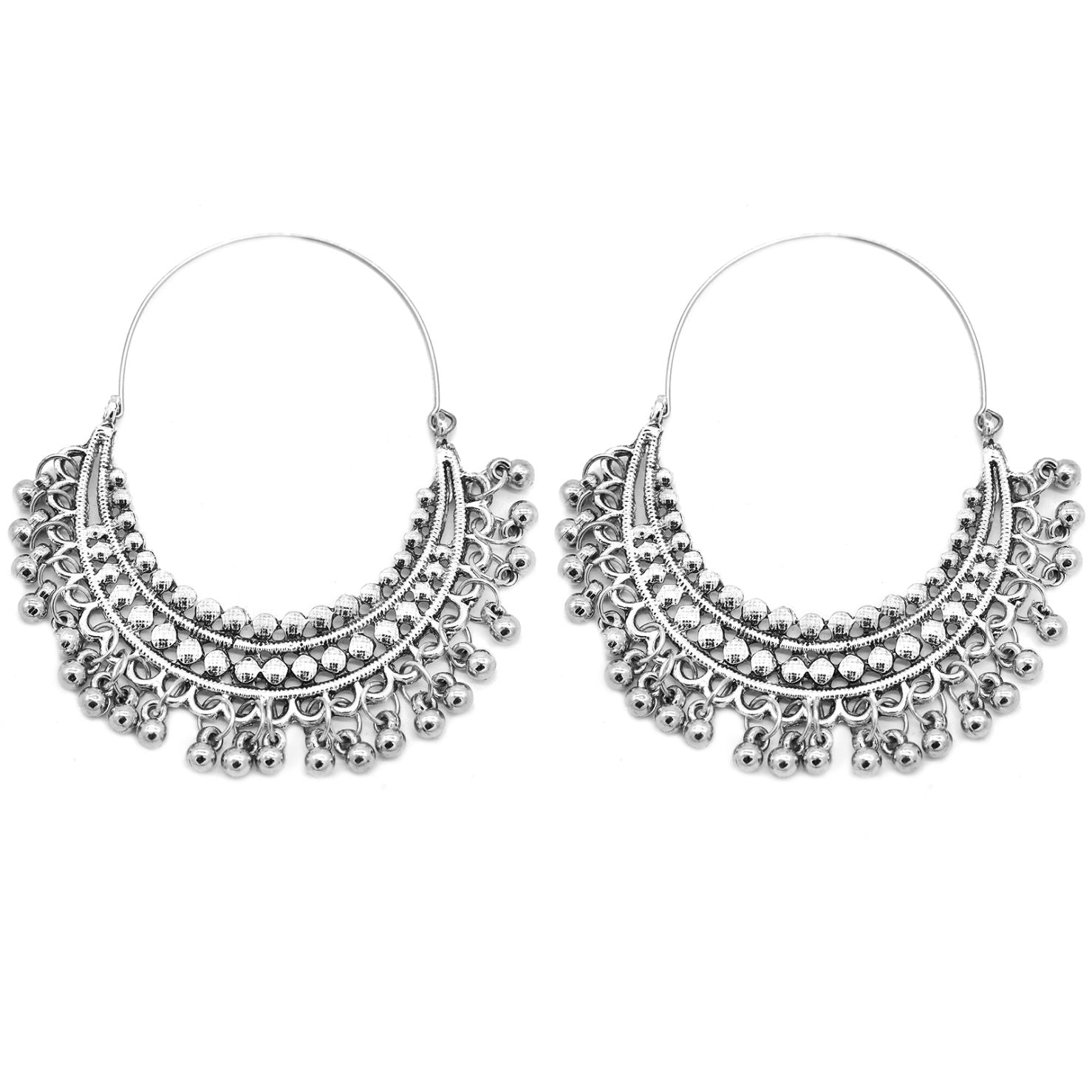 Aamod Silver Oxidized Earrings - Teejh