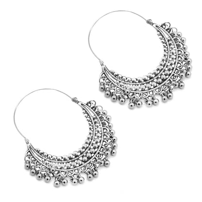 Aamod Silver Oxidized Earrings - Teejh