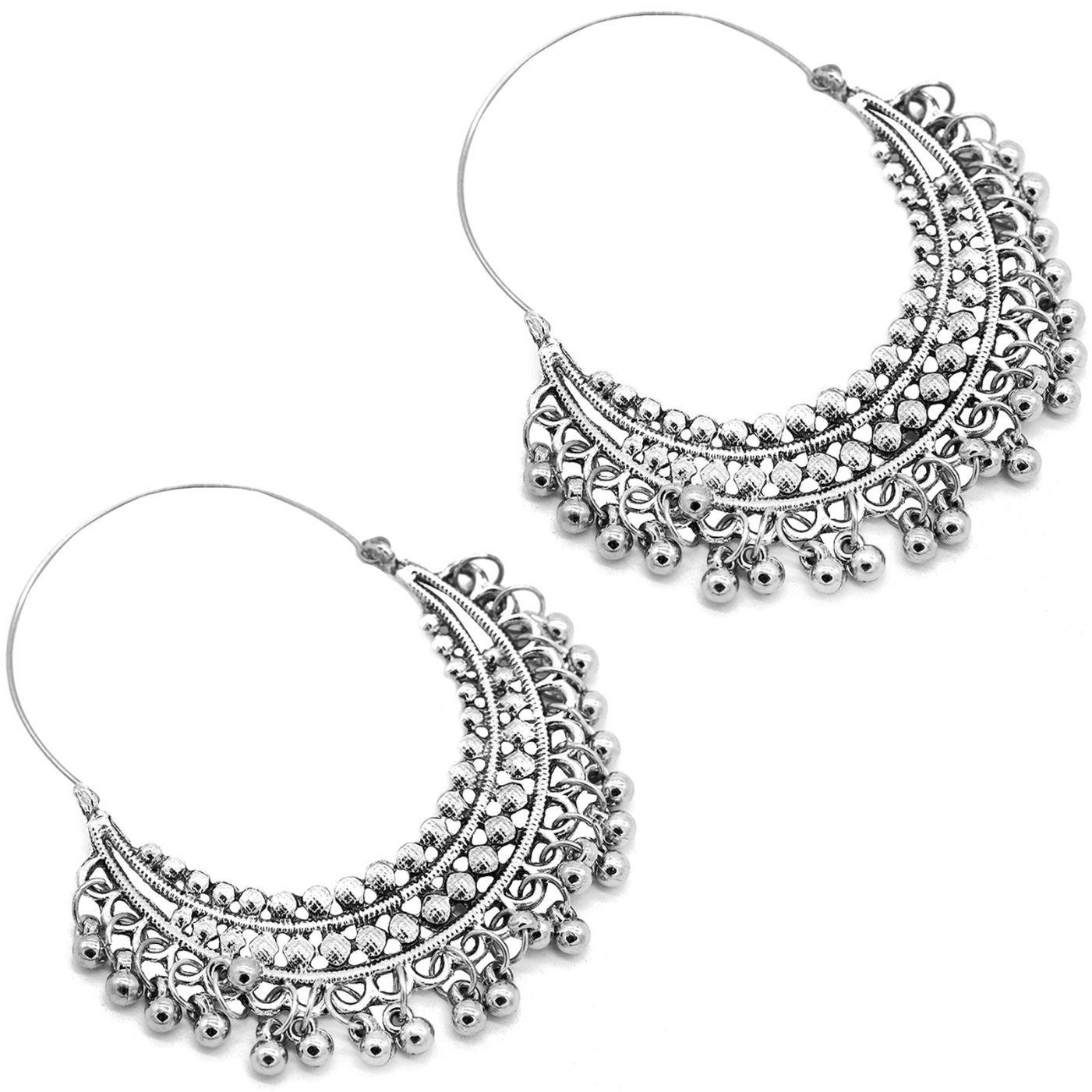 Aamod Silver Oxidized Earrings - Teejh