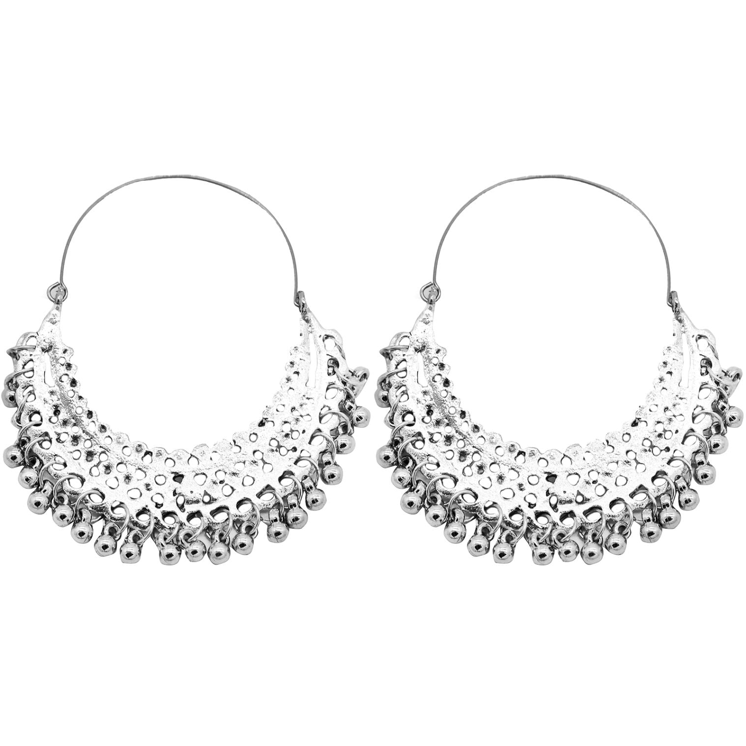Aamod Silver Oxidized Earrings - Teejh