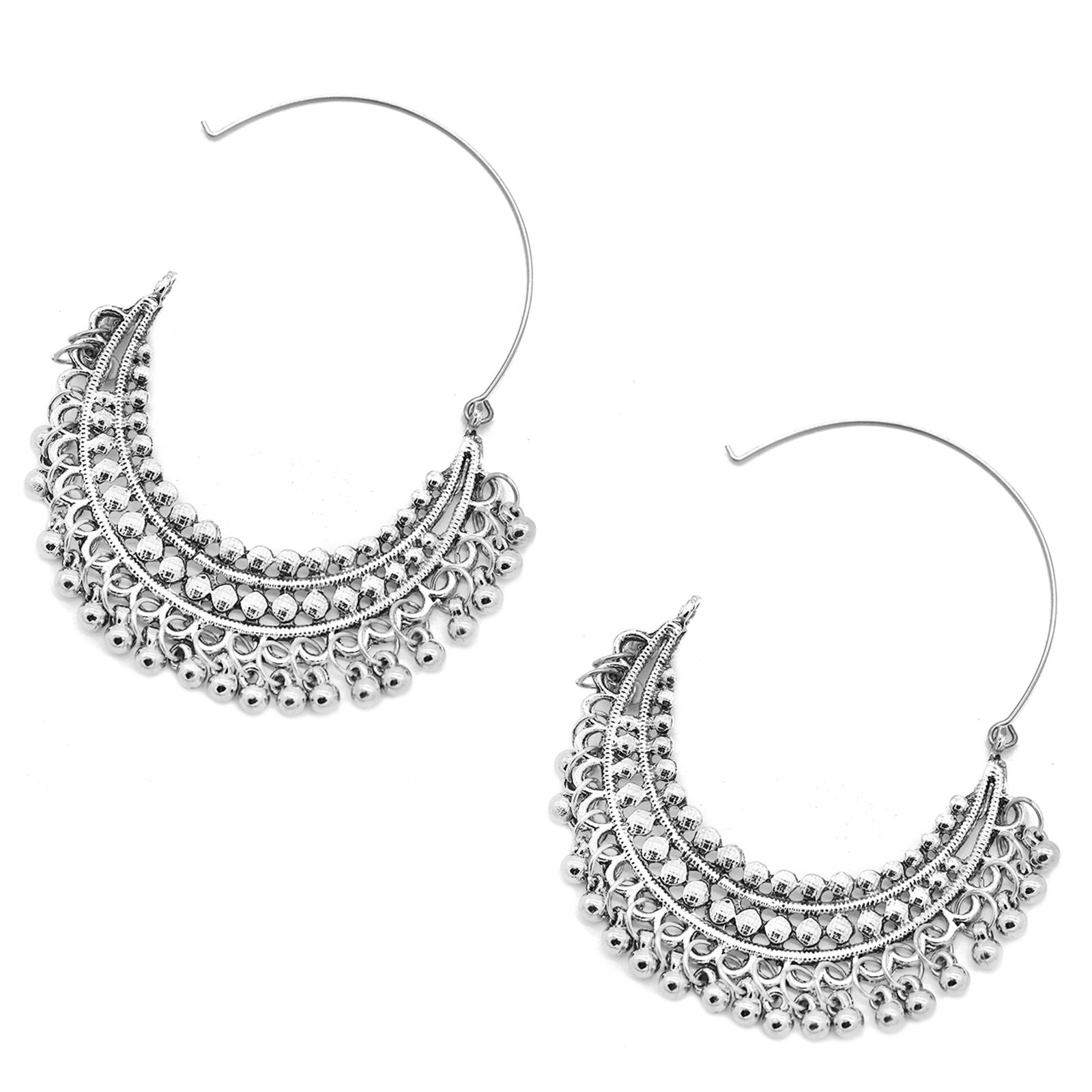 Aamod Silver Oxidized Earrings - Teejh