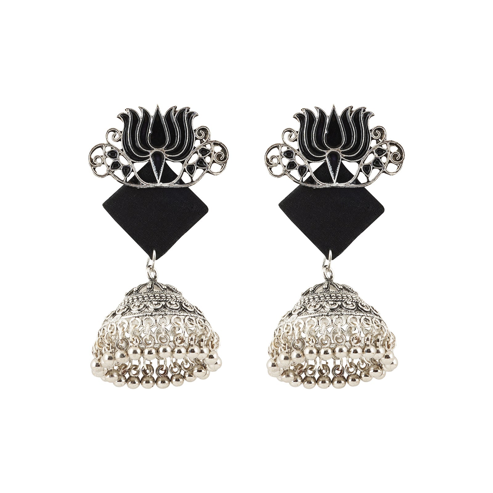 Teejh Helna Black Silver Oxidised Earring