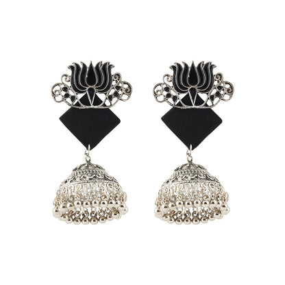 Teejh Helna Black Silver Oxidised Earring