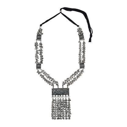 Teejh Vansha Silver Oxidised Ghungroo Necklace Set