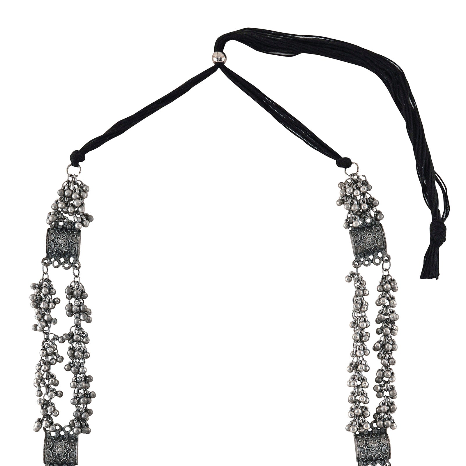 Teejh Vansha Silver Oxidised Ghungroo Necklace Set