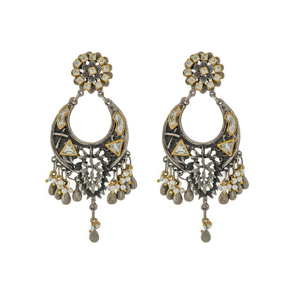 Teejh Aakruthi Gold and Silver Oxidised Earring