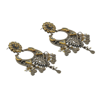 Teejh Aakruthi Gold and Silver Oxidised Earring