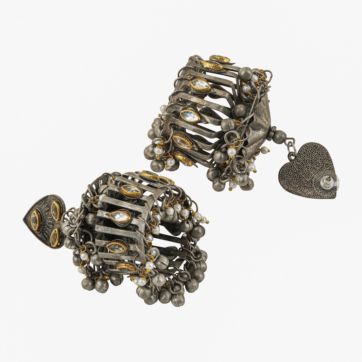 Teejh Malvika Gold and Silver Oxidised Earring