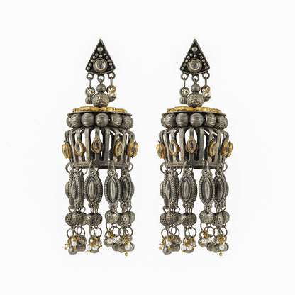 Teejh Pragati Gold and Silver Oxidised Earring