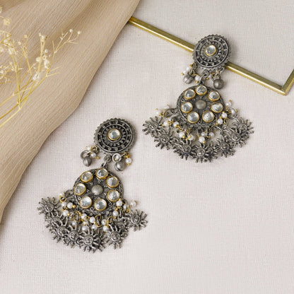Teejh Abhilaa Gold and Silver Oxidised Earring