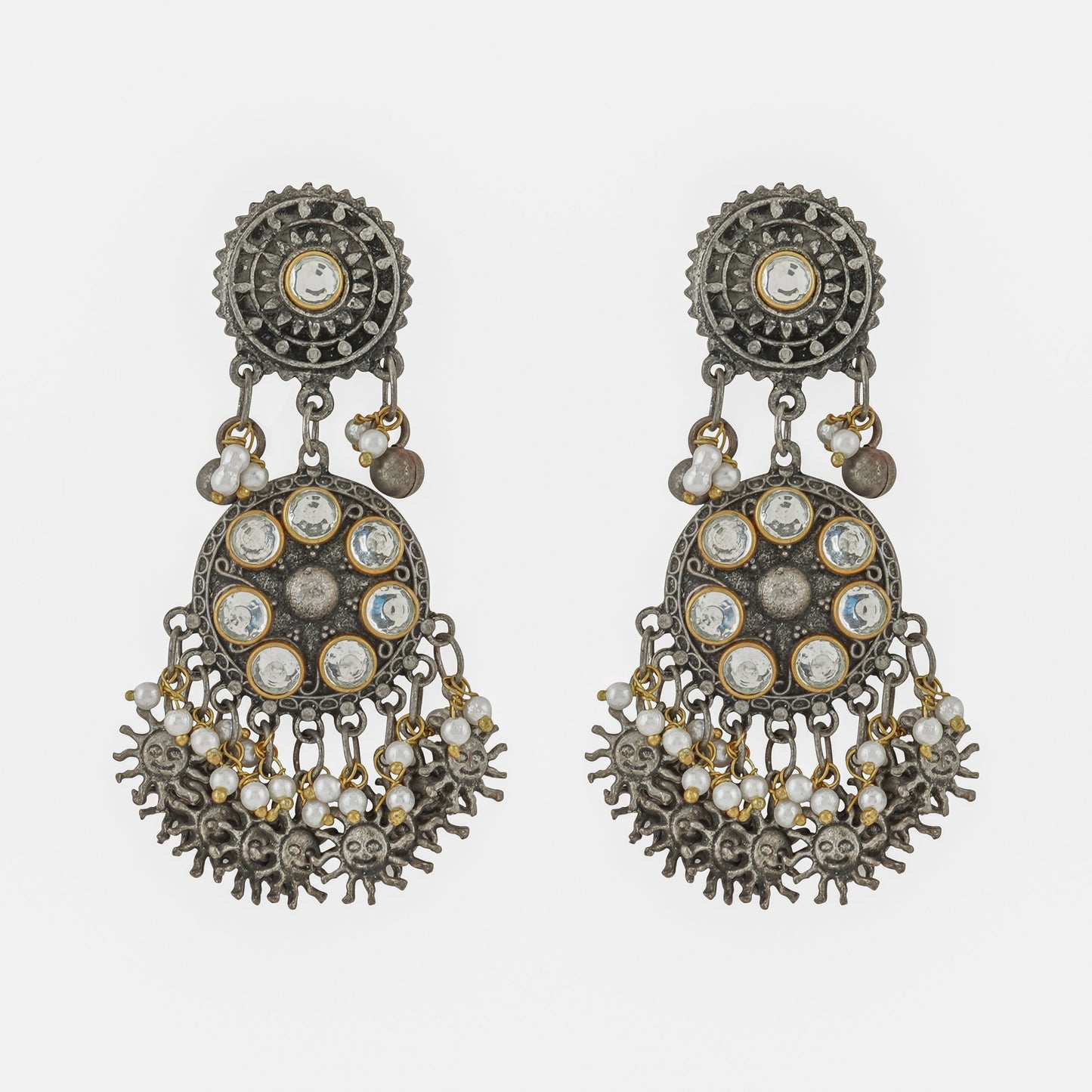 Teejh Abhilaa Gold and Silver Oxidised Earring