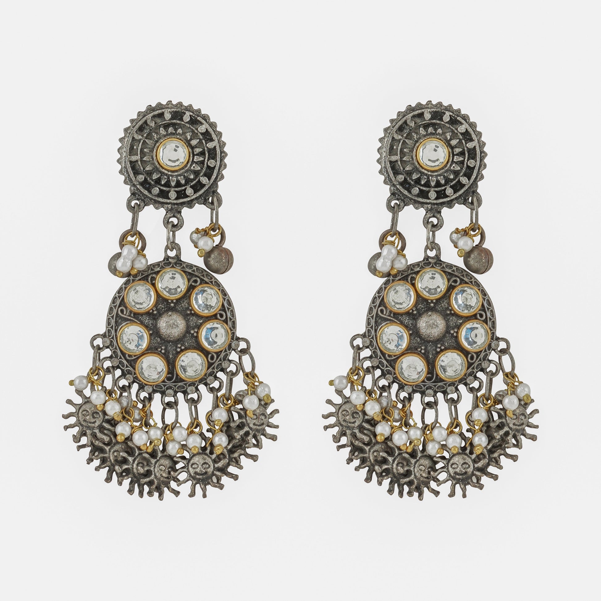 Teejh Abhilaa Gold and Silver Oxidised Earring