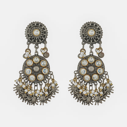 Teejh Abhilaa Gold and Silver Oxidised Earring