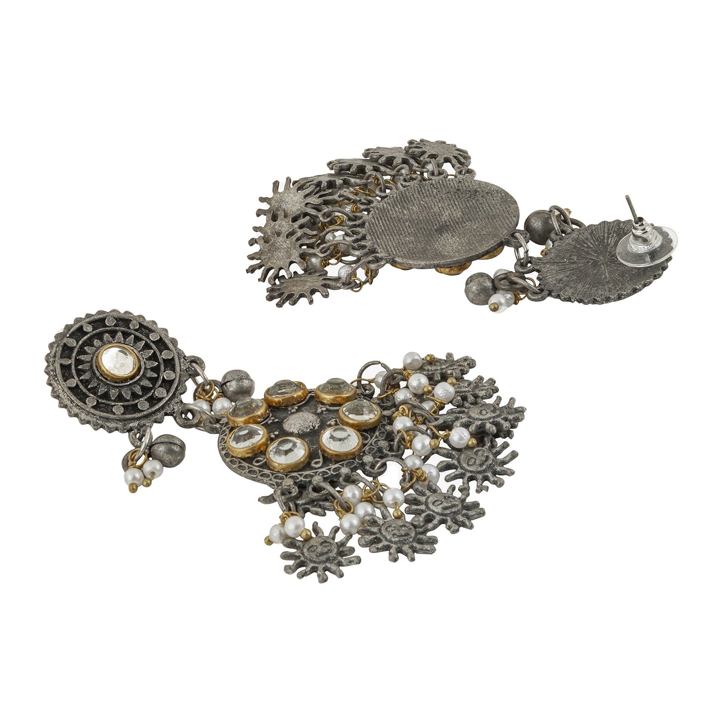 Teejh Abhilaa Gold and Silver Oxidised Earring