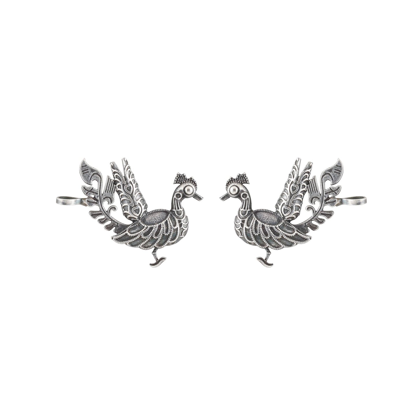 Teejh Ikshita Peacock Silver Oxidised Earcuff