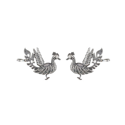 Teejh Ikshita Peacock Silver Oxidised Earcuff