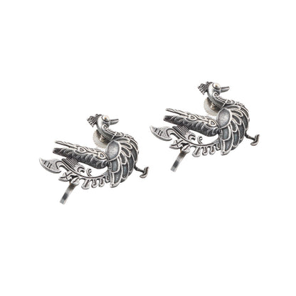 Teejh Ikshita Peacock Silver Oxidised Earcuff