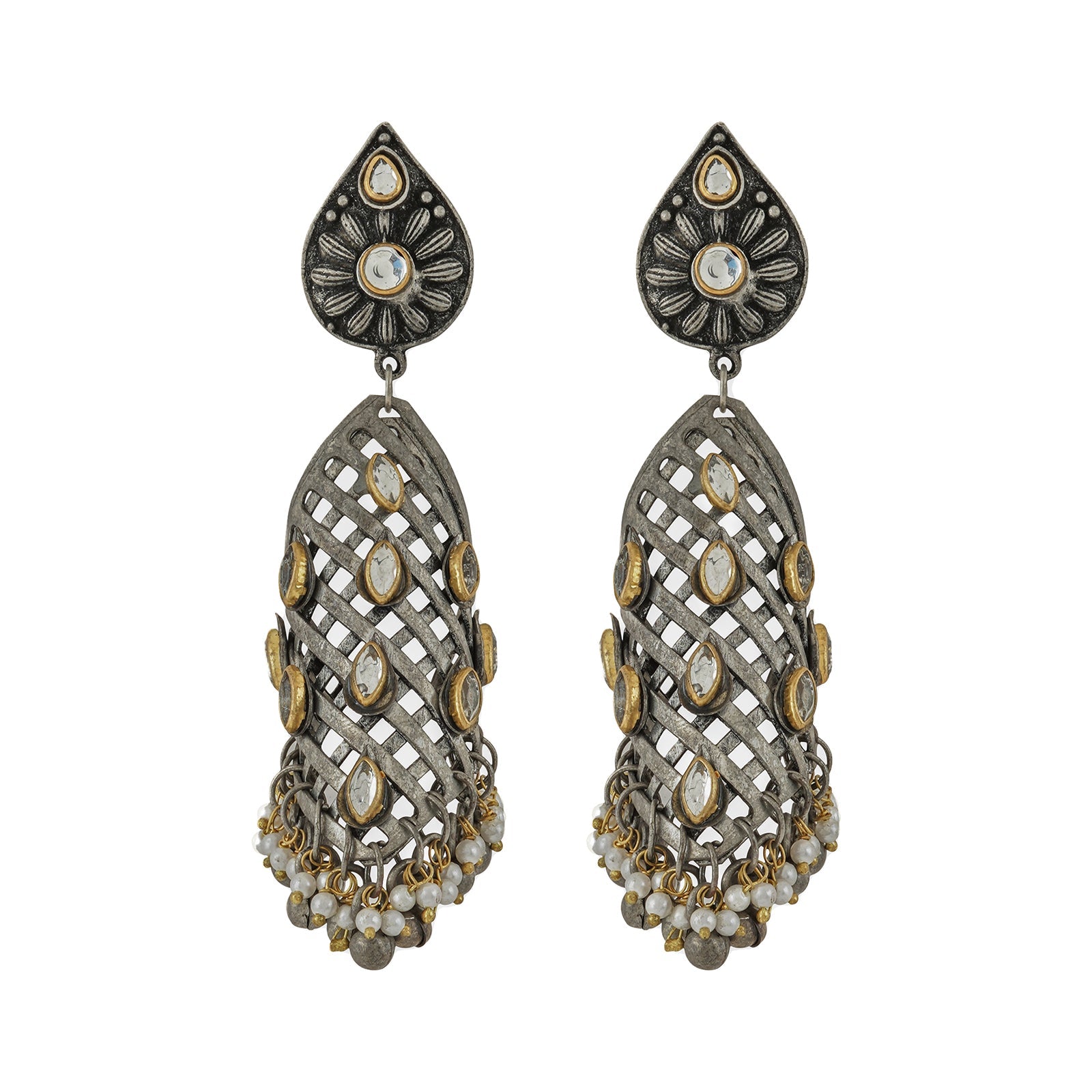 Teejh Aarvi peacock silver gold earring