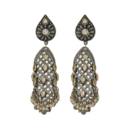 Teejh Aarvi peacock silver gold earring
