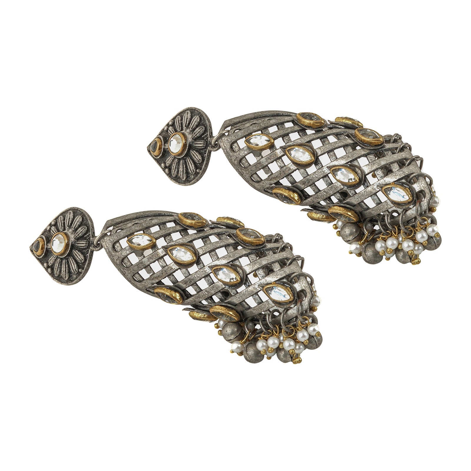 Teejh Aarvi peacock silver gold earring