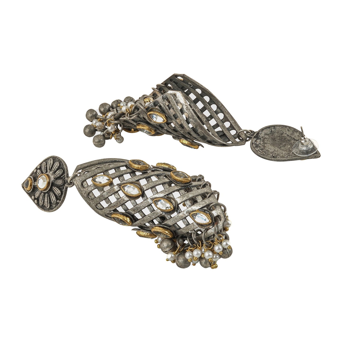 Teejh Aarvi peacock silver gold earring