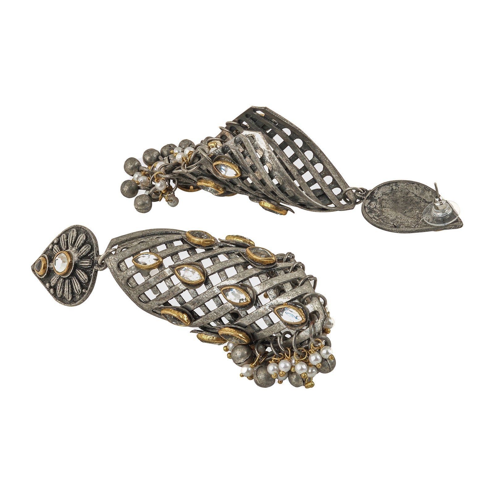 Teejh Aarvi peacock silver gold earring