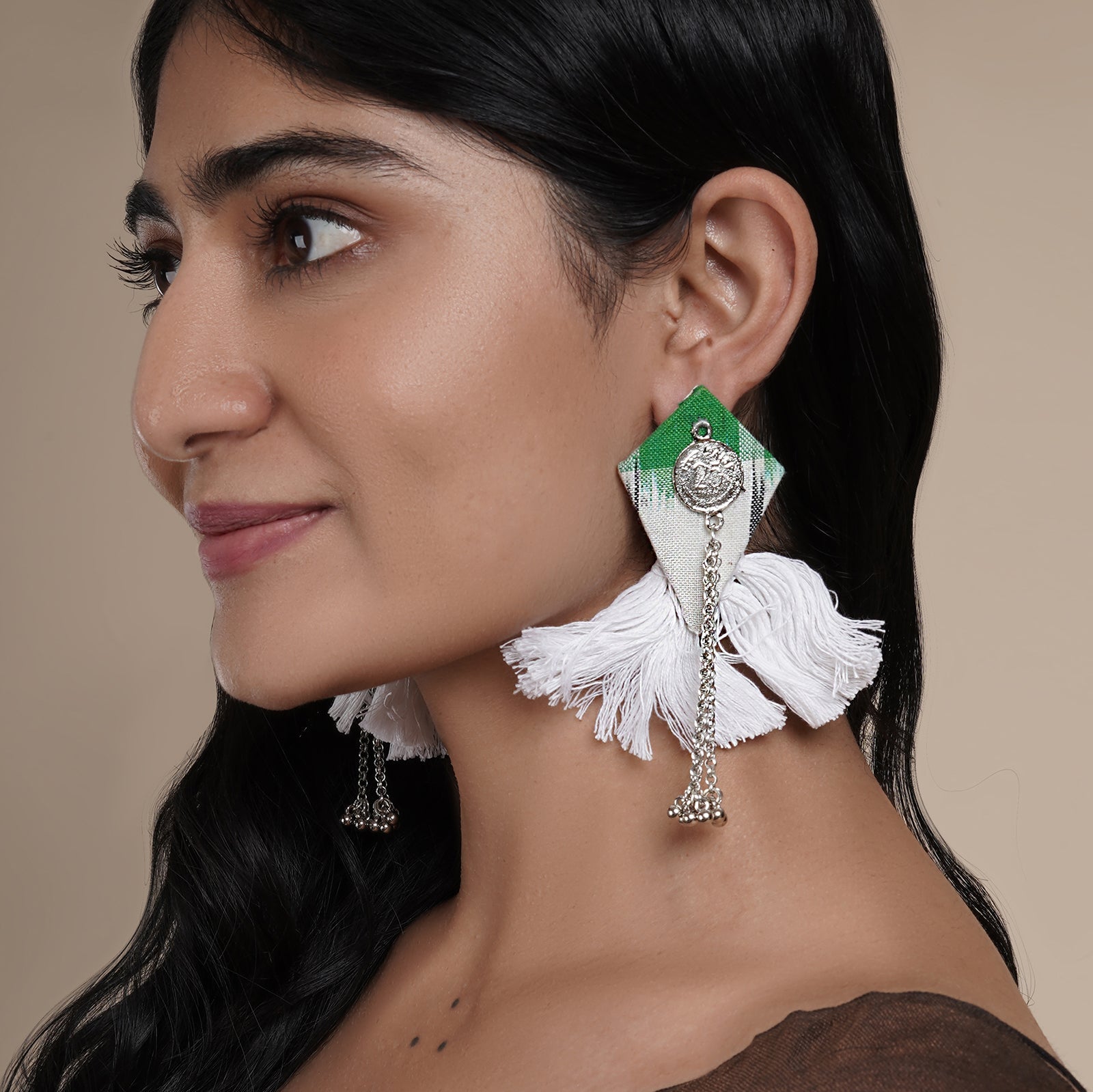 Teejh Vallari Green Tassel Earring