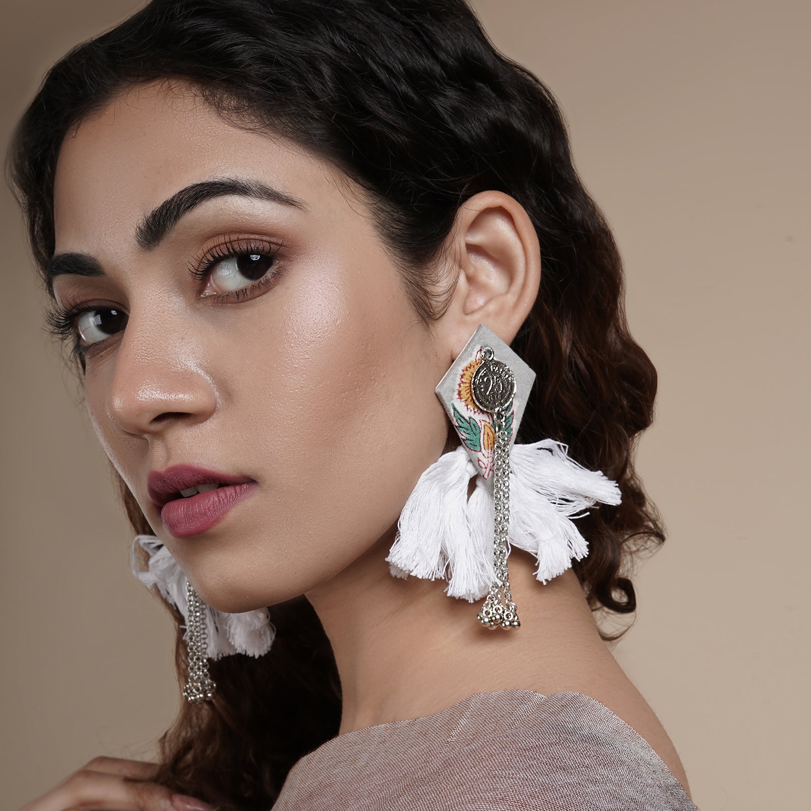 Teejh Vallari Grey Tassel Earring