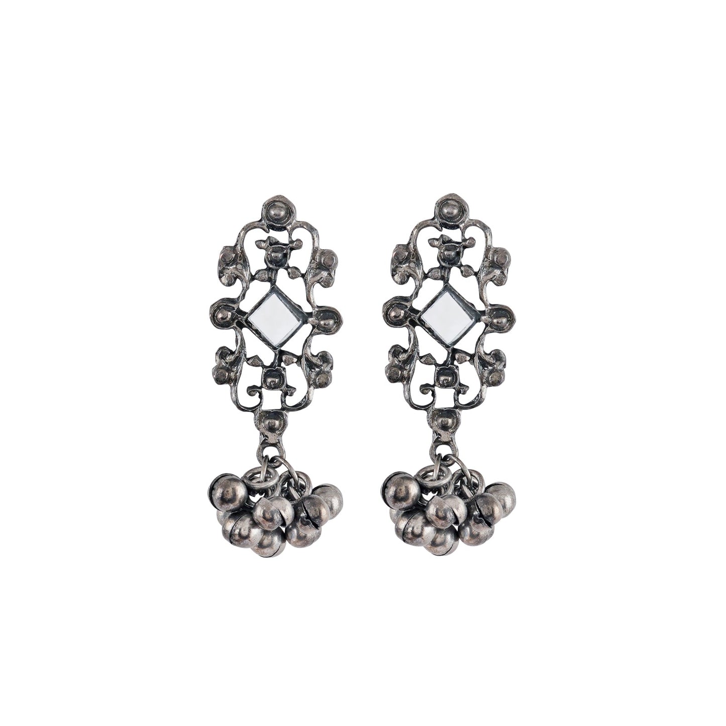 Teejh Gangol Ghungroo Silver Oxidised Necklace Set