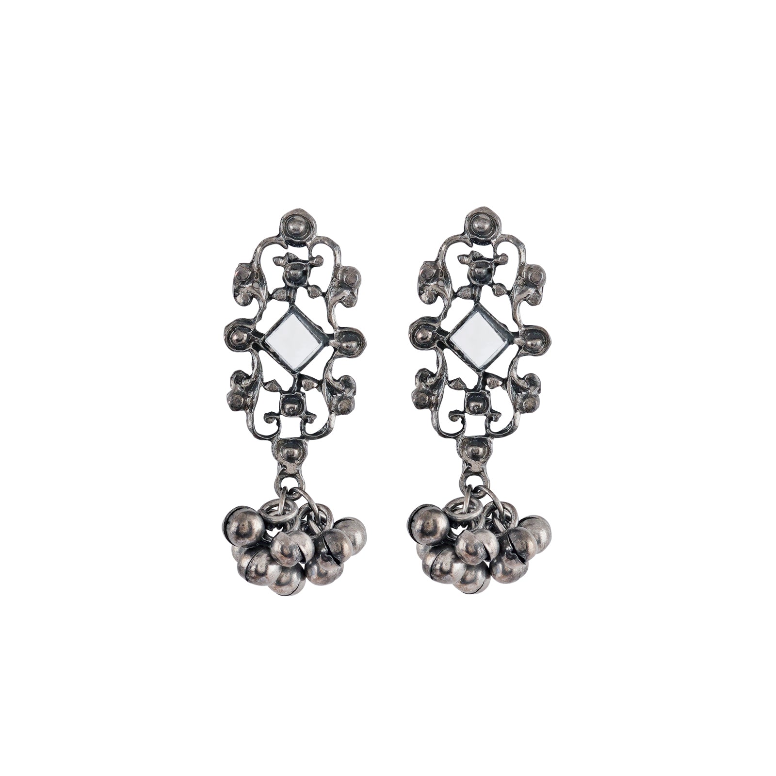 Teejh Gangol Ghungroo Silver Oxidised Necklace Set