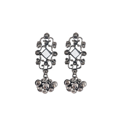 Teejh Gangol Ghungroo Silver Oxidised Necklace Set