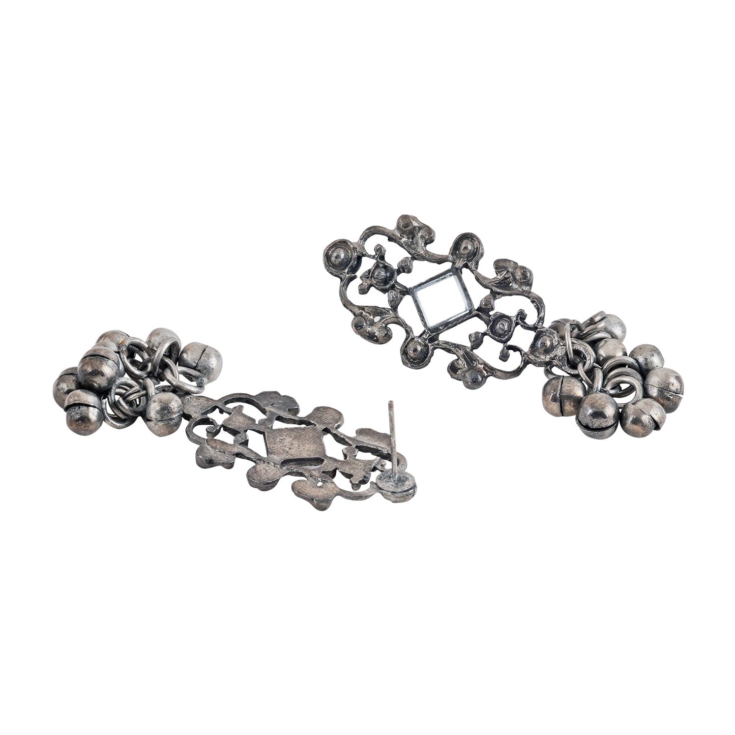 Teejh Gangol Ghungroo Silver Oxidised Necklace Set