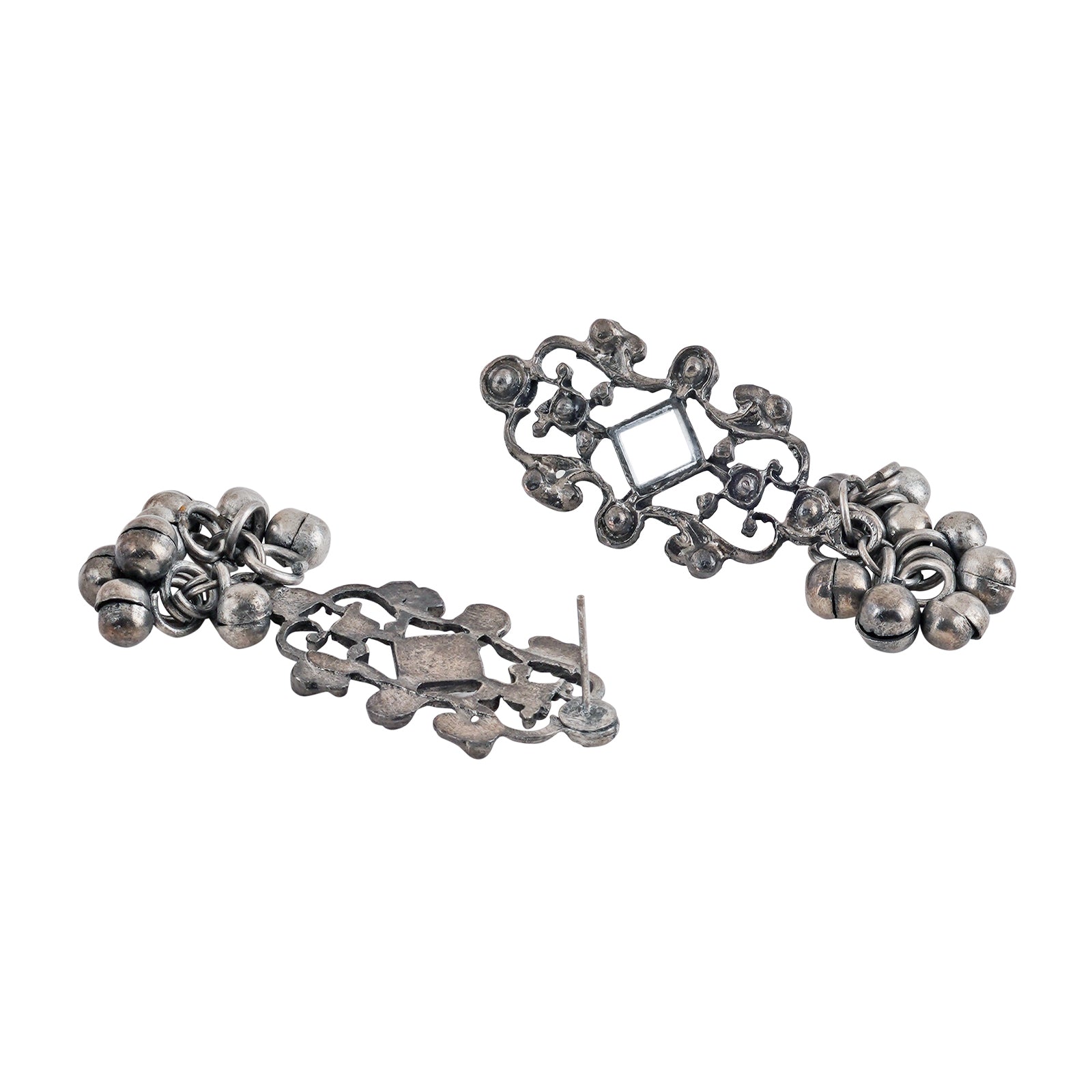 Teejh Gangol Ghungroo Silver Oxidised Necklace Set