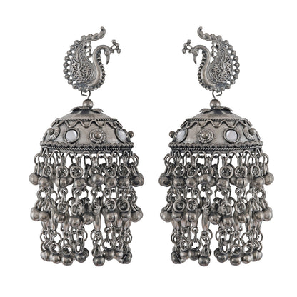 Teejh Hanika Ghungroo Silver Oxidised Earrings