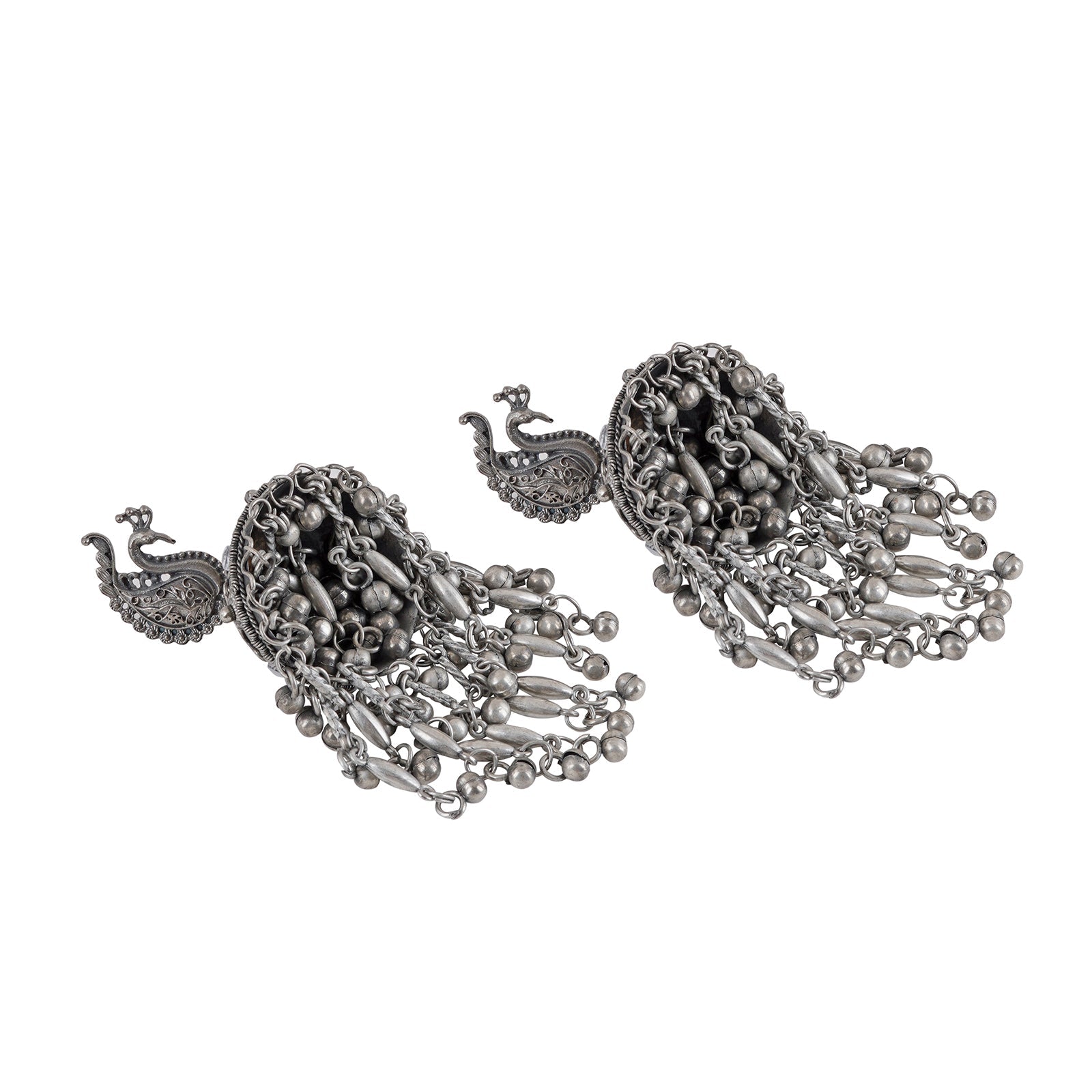 Teejh Hanika Ghungroo Silver Oxidised Earrings