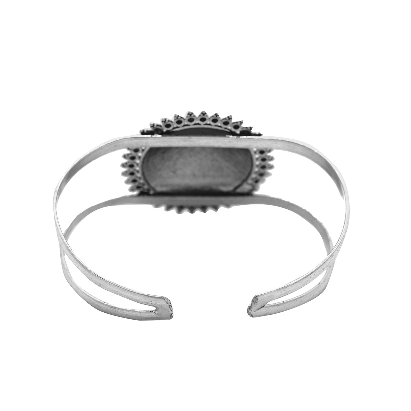 Kimaya Circular Silver Oxidized Cuff - Teejh