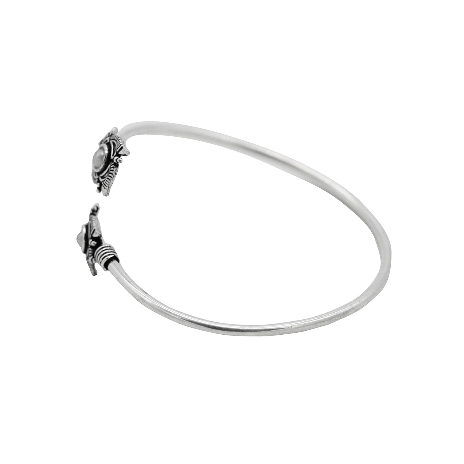 Aparna White Flower Silver Oxidized Bracelet - Teejh