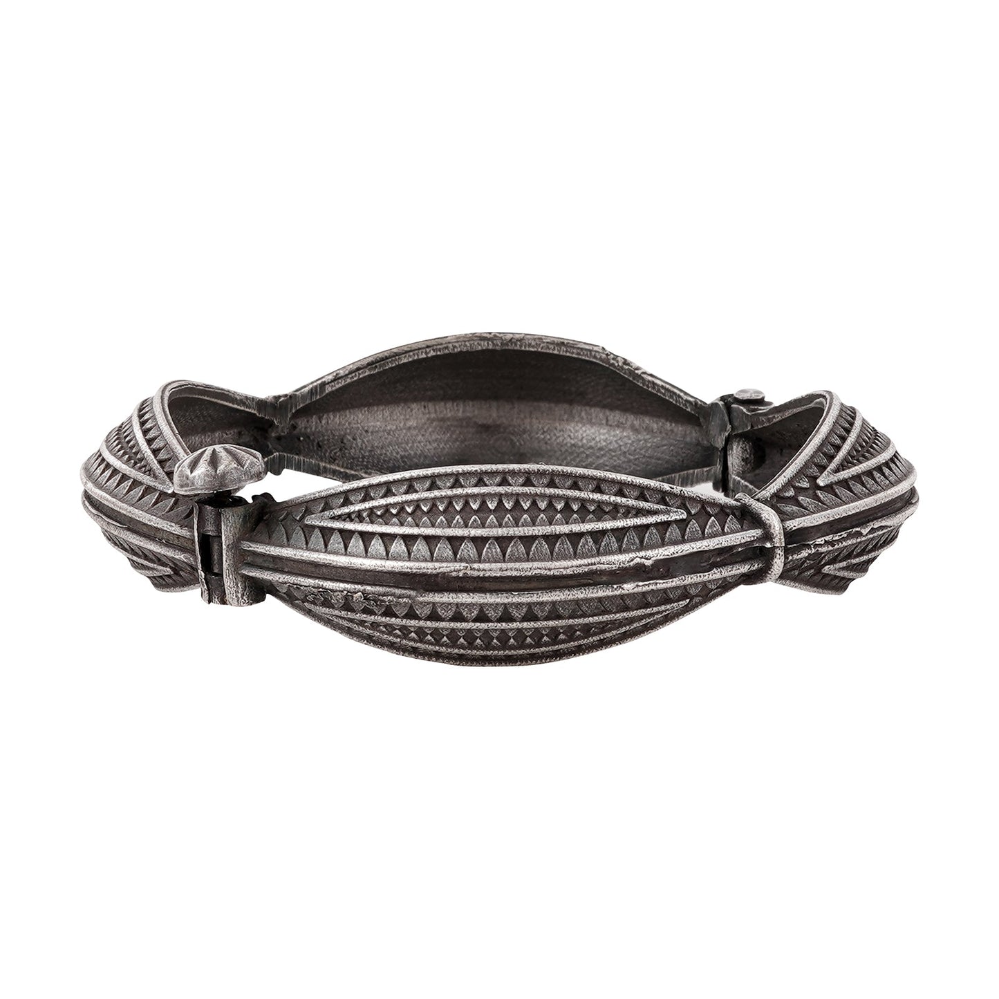 Haaz Silver Oxidised Kada Bracelet
