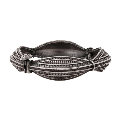 Haaz Silver Oxidised Kada Bracelet