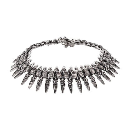 Teejh Rasa Silver Oxidised Anklets