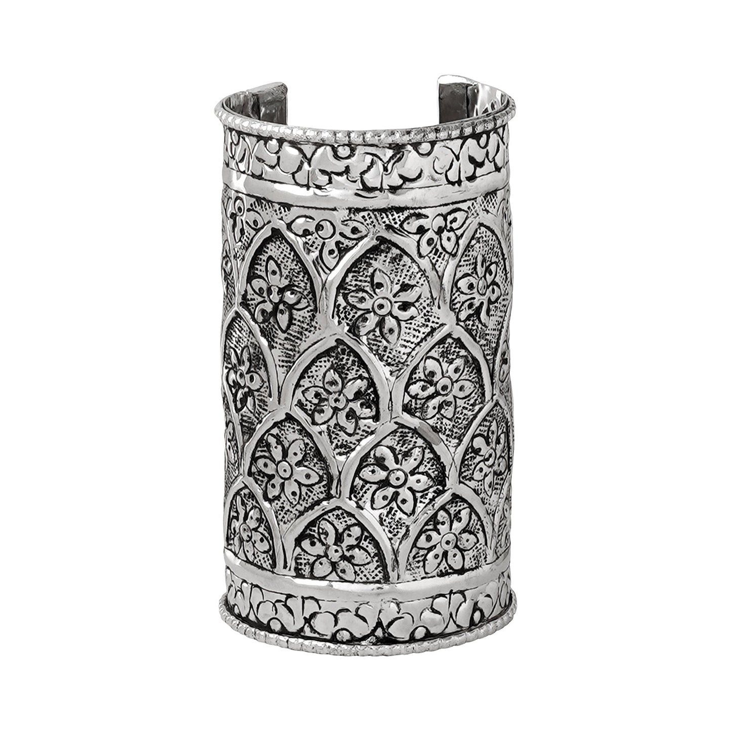 Teejh Harshali Silver Oxidised Cuff Bracelet